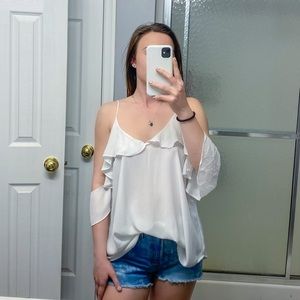 white drop sleeve tank